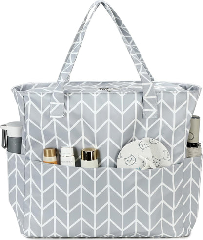 LEDAOU Beach Bag Waterproof Sandproof Women Tote Bag Pool Bag with Zipper for Gym Grocery Travel with Wet Pocket