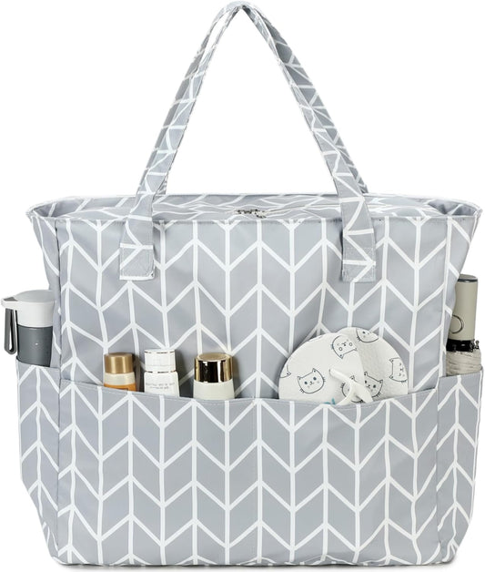 LEDAOU Beach Bag Waterproof Sandproof Women Tote Bag Pool Bag with Zipper for Gym Grocery Travel with Wet Pocket