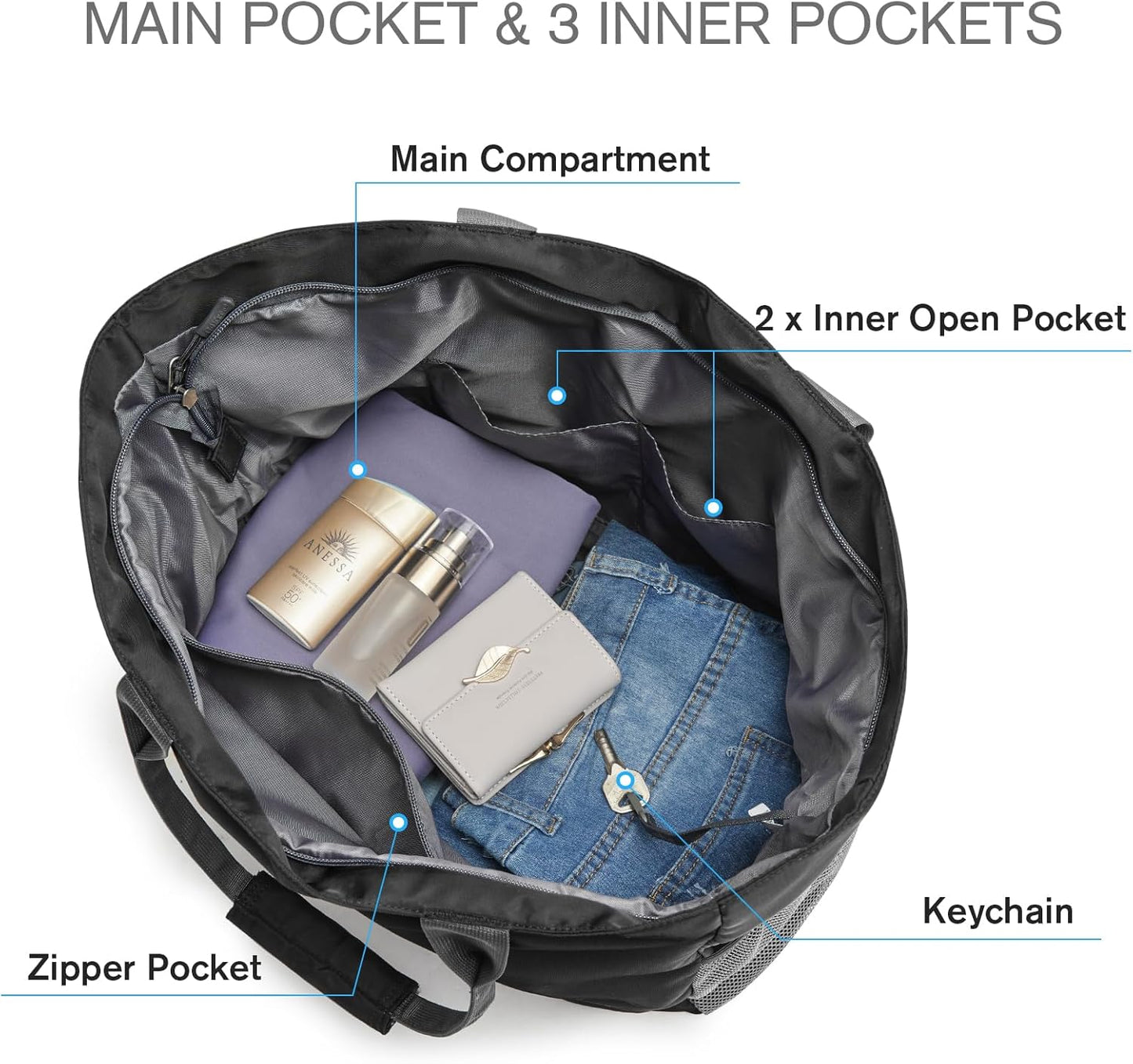 G4Free Beach Bag, Waterproof Sandproof Beach Tote Bag, Large Capacity Foldable for Women