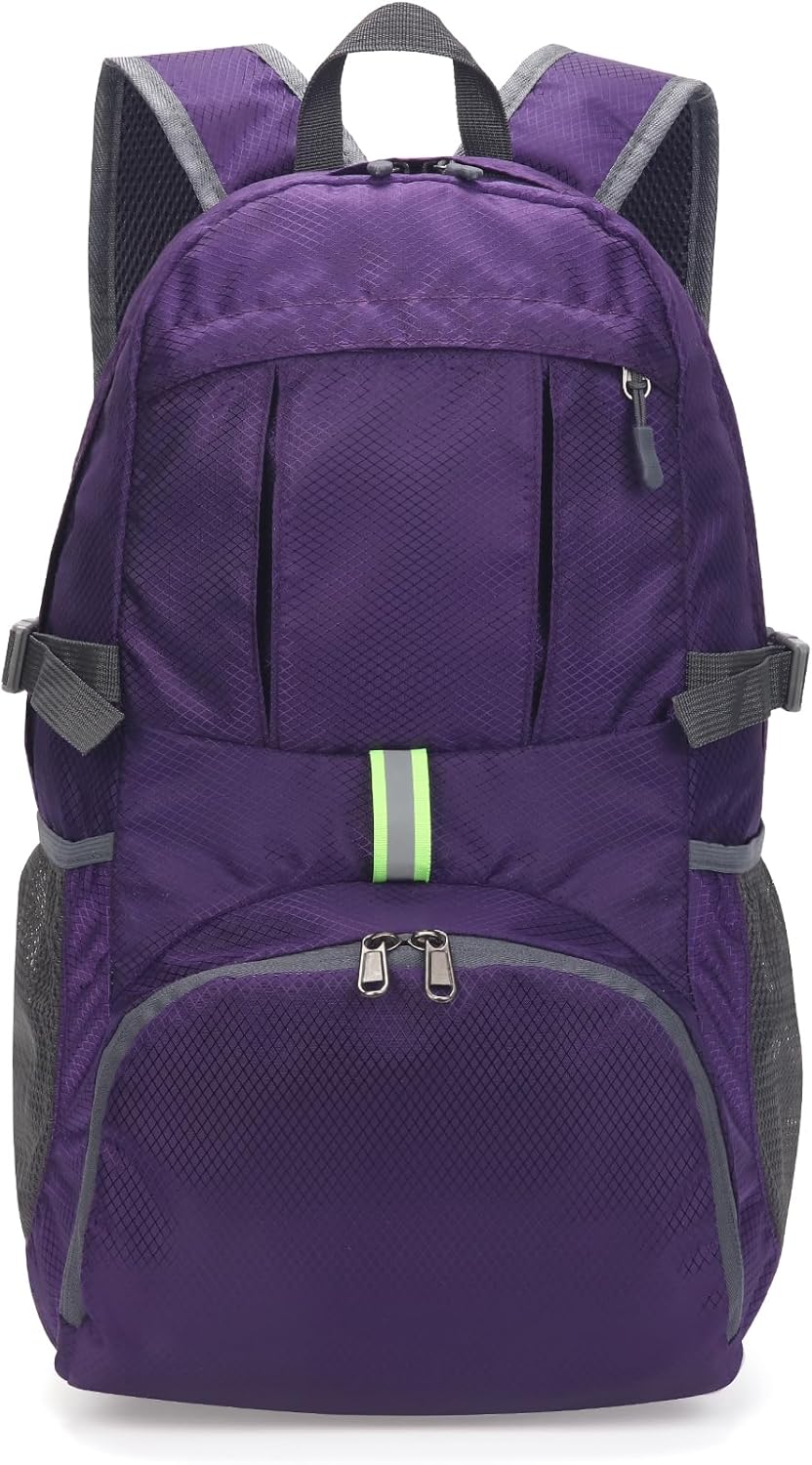 Yaopeing Lightweight Backpack,25L Foldable Hiking Packable,Water Resistant Travel Outdoor Shoulder Bag for Woman Men,Purple