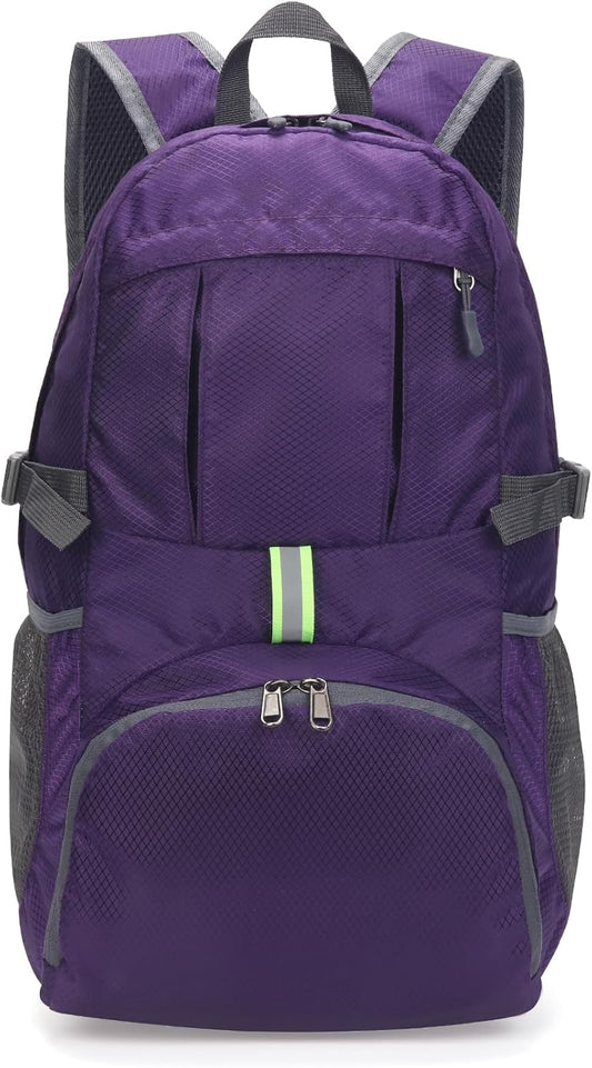 Yaopeing Lightweight Backpack,25L Foldable Hiking Packable,Water Resistant Travel Outdoor Shoulder Bag for Woman Men,Purple