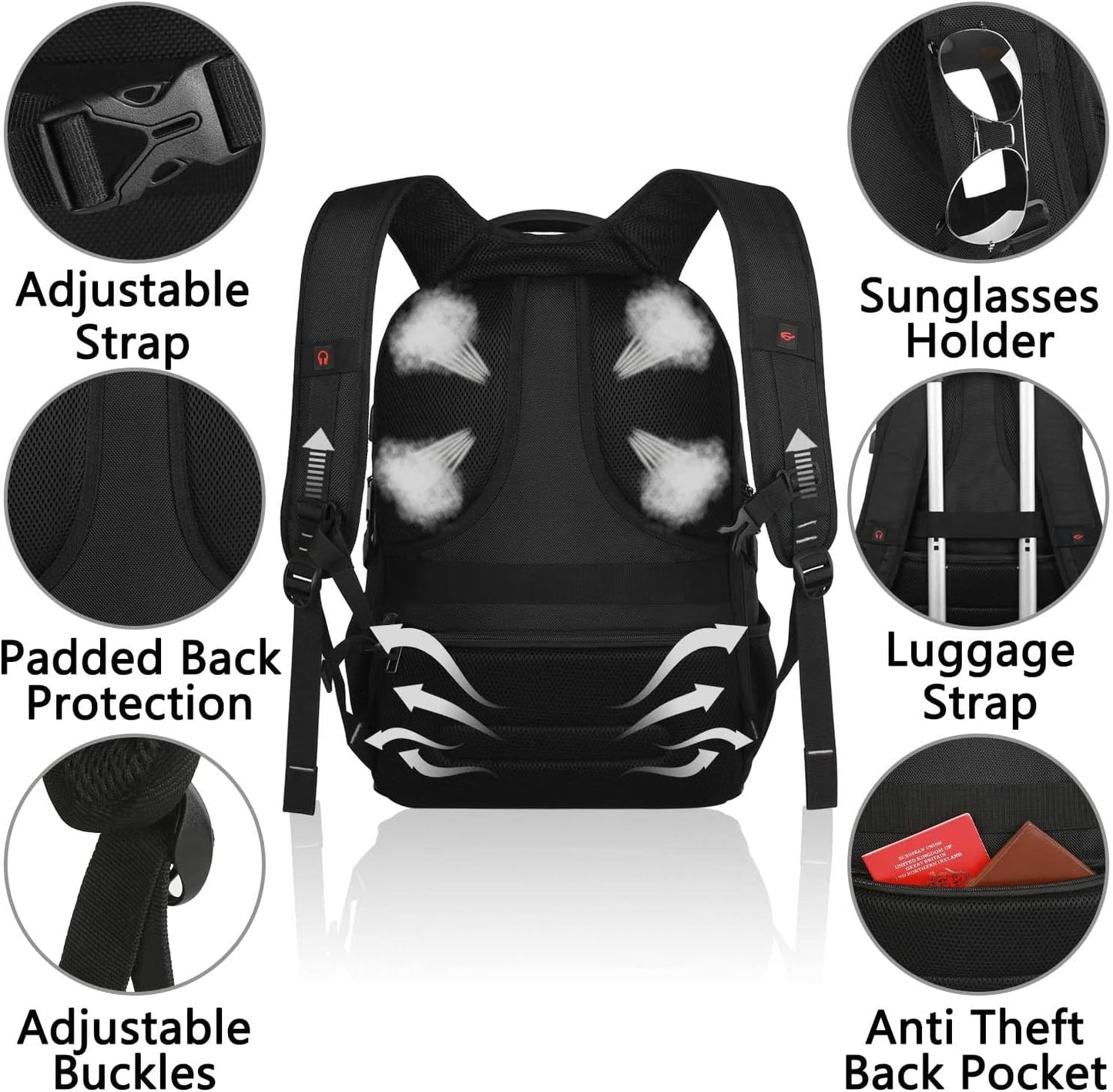 VECKUSON Lunch Bag Backpack, Insulated Cooler Lunch Box Backpack, Extra Large Travel Laptop Backpack TSA Friendly RFID Computer College bag with USB Port for Women Men Fits 17.3 Inch Laptop