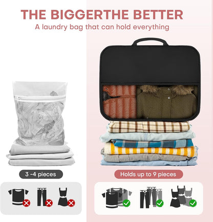 8 PCS Compression Packing Cubes for Travel Women, Compression Organizer for Luggage Space Saving Travel Essentials and Carry on, Luggage Organizer Bags for Suitcase - Black