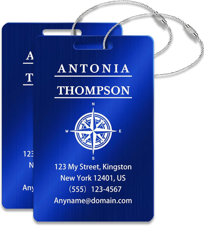 Personalized Luggage Tags for Suitcases (2/4/6/8 Pack) - Custom Engraved Metal Travel Tag, Customizable Pattern/Name/Text for Bags Backpacks Suitcases
