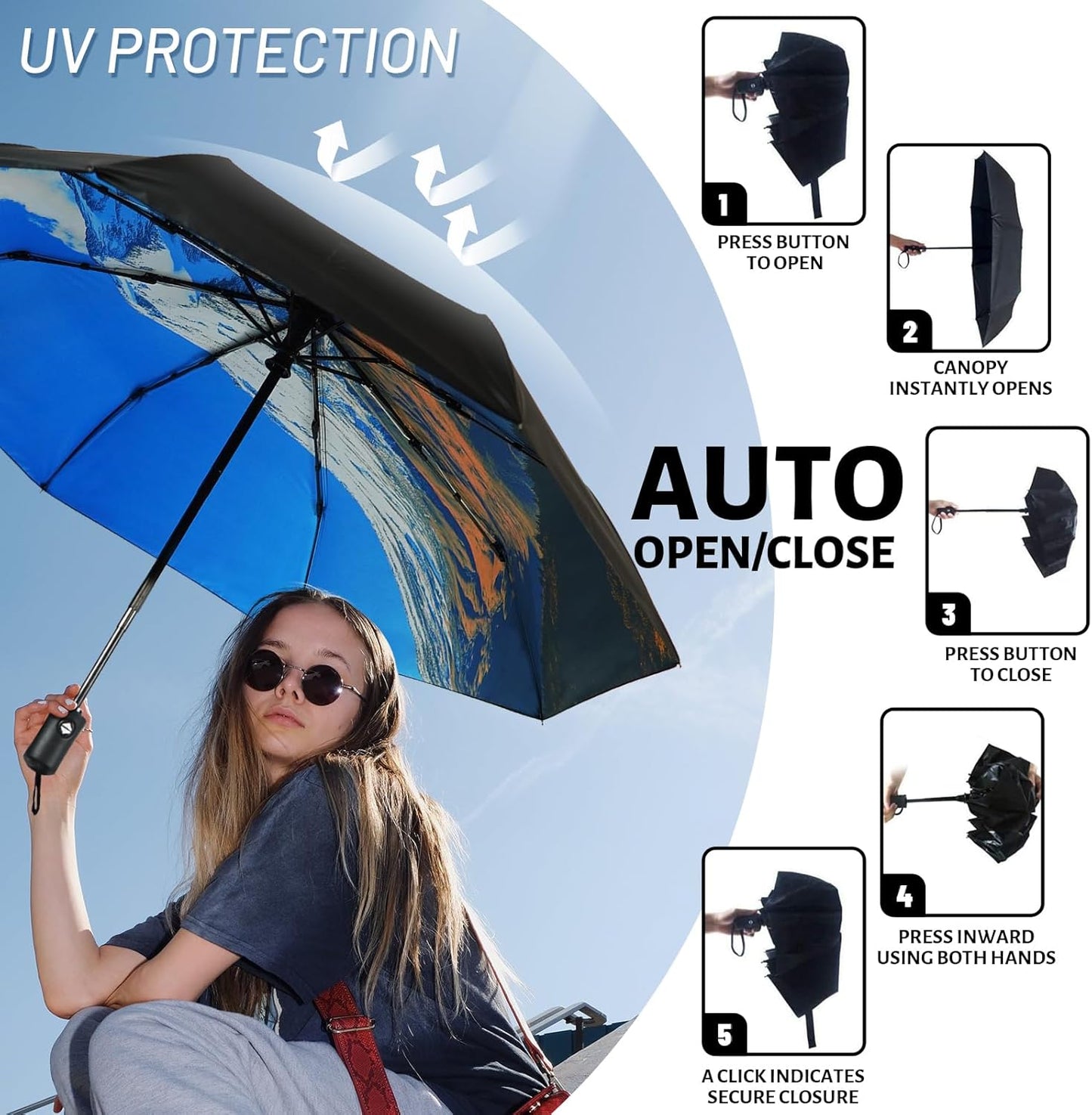 SY COMPACT Travel Umbrella Windproof Automatic Umbrellas Small Compact UV Sun Protection Factory Outlet Umbrella