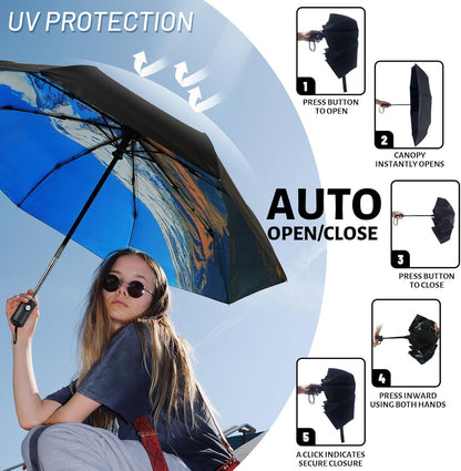 SY COMPACT Travel Umbrella Windproof Automatic Umbrellas Small Compact UV Sun Protection Factory Outlet Umbrella