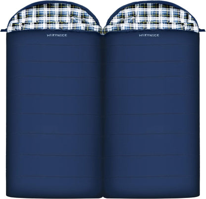 0 Degree Sleeping Bag 100% Cotton Flannel XXL for Adults Big and Tall Cold Weather Winter Zero Degree Camping,Free Compression Sack