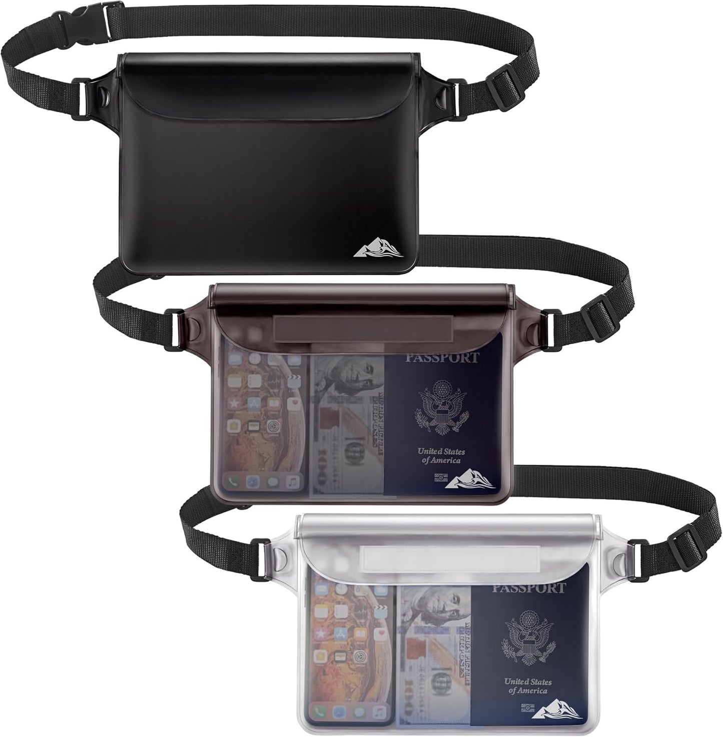 HEETA Waterproof Fanny Pack, Waterproof Pouch Dry Bag 2/3/4 Pack for Phone Passport Purse, Adjustable Waist Strap for Swimming Kayaking Boating Paddle Board Accessories Cruise Beach Camping Essentials