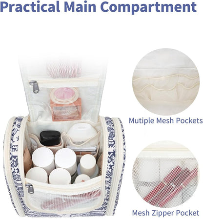 Narwey Small Hanging Toiletry Bag Women Travel Makeup Bag Organizer Toiletries Bag for Travel Size Essentials Accessories Cosmetics (Medium, Elephant)