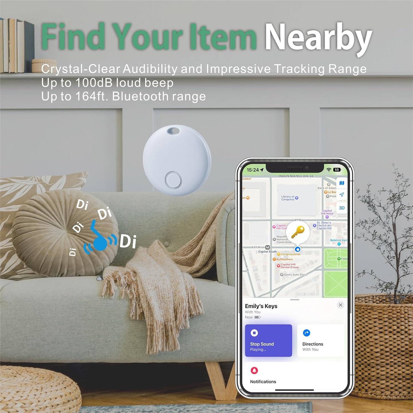 Reyke Smart Tag, Air Tracker Luggage Tracker, Works with Apple Find My (iOS Only), Item Locator for Key, Luggage, Backpack, Wallet, IP67 Waterproof, Blue