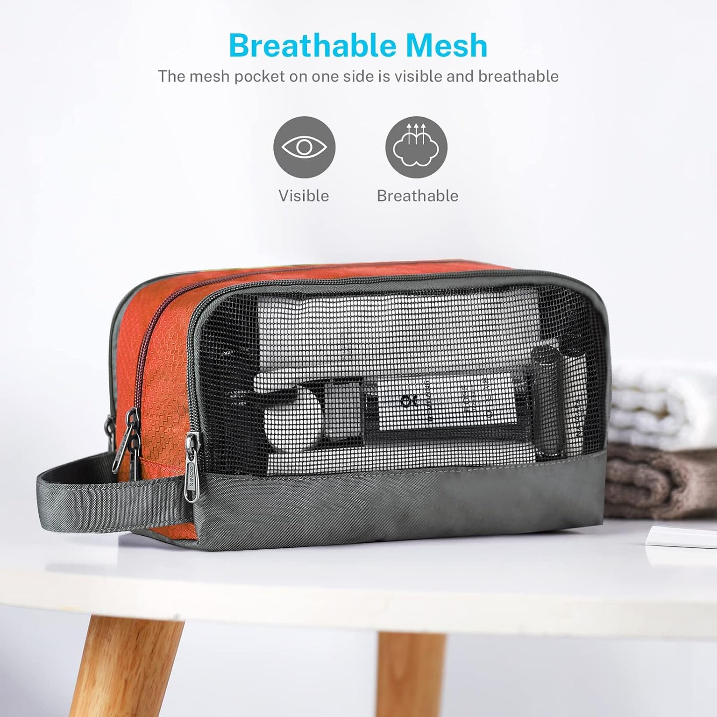Gonex Travel Toiletry Bag Nylon, Dopp Kit Shaving Bag Toiletry Organizer Orange