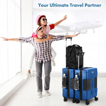 Tach V3.1 Hard Shell Carry On Luggage 20 inch | Carry on Luggage with Spinner Wheels & Patented Built-In Connecting System | One Piece Rolling Suitcase Links 9 Bags At Once (Midn Blue)