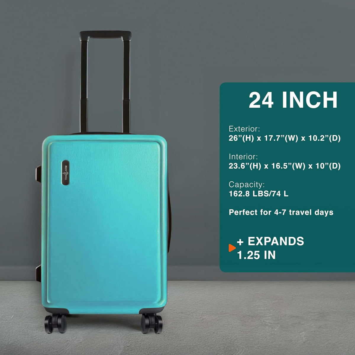 Luggage Sets 3 Piece, 22 Inch Carry on Luggage and 24 Inch Suitcases with Wheels Spinner, Durable Hard Shell Suitcase Set, Expandable Travel Suitcase, Teal