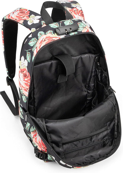 Tzowla Backpack Purse for Women, Stylish Travel Casual Daypack, Work Shopping Bag Light Weight For Men Fits 15.6 Inch Laptop Netbook- Flower