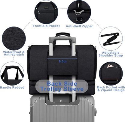 Garment Duffle Bag for Travel - Convertible Carry on Garments Duffel Bags Travel Bag for Women Men Large Weekender Bag with Shoes Compartment 3 in 1 Hanging Clothes Suit Dress Bag 3pcs Set