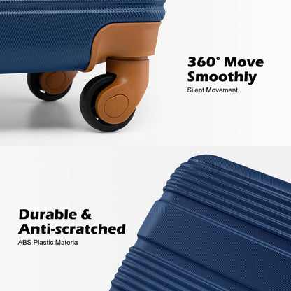 LONG VACATION 6 Piece ABS+PC Hardshell Luggage Set with Spinner Wheels, Lightweight suitcase set with TSA Lock & YKK Zipper