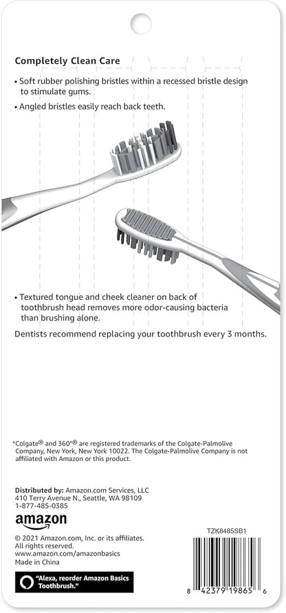 Amazon Basics Orbit Toothbrushes, Soft, Full, 4 Count, Assorted Colors (Previously Solimo) (Pack of 3)