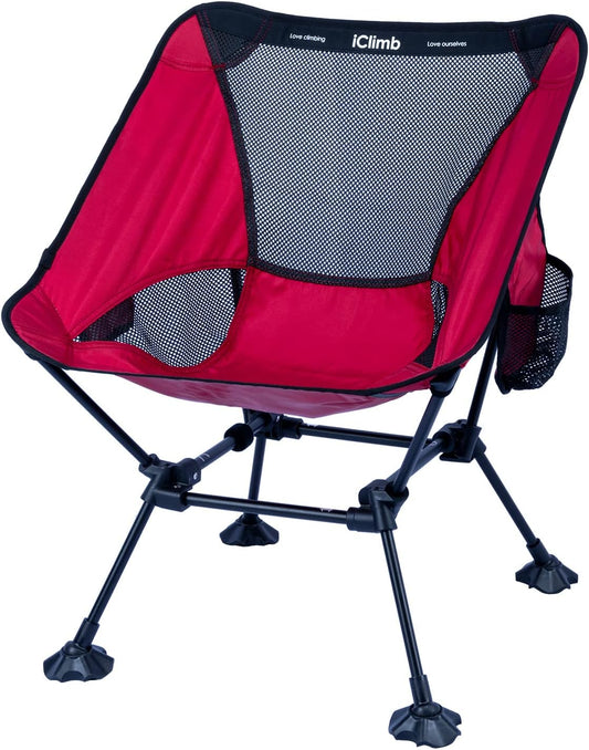 iClimb Ultralight Compact Camping Folding Beach Chair with Anti-Sinking Large Feet
