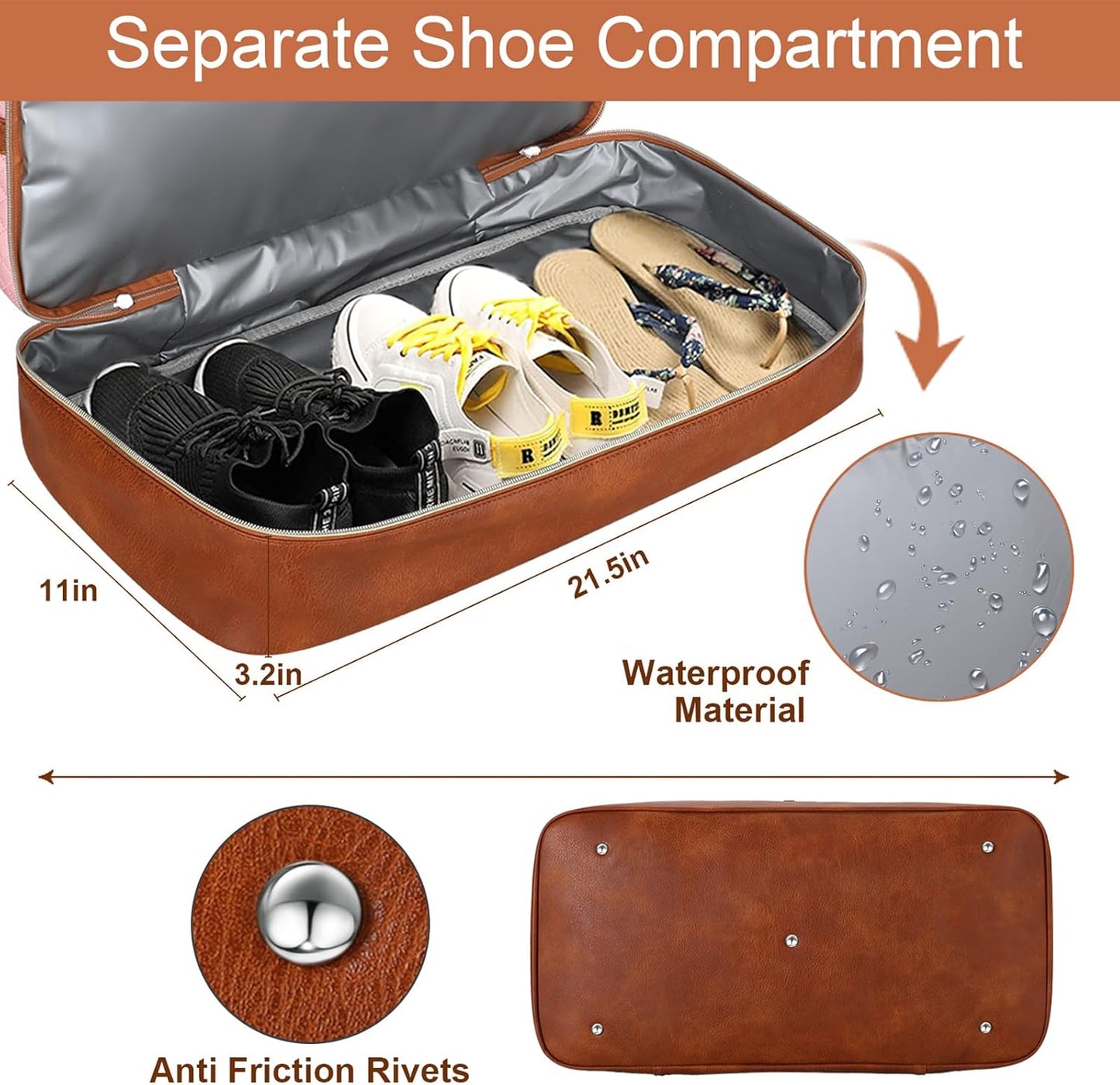 Weekender Bag for Women, Travel Duffel Bag Carry On Overnight Bag with Shoe Compartment Large Nylon Travel Weekend Tote Bag