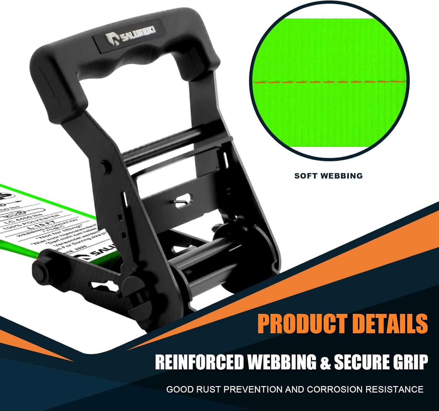 6 Pack 2 inch Ratchet Straps Heavy Duty J Hook 2 in x 15ft with Strong Ratcheting, Cargo Load Tie Down Strap 2200lbs Working Load for Trucks Green