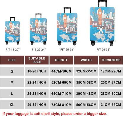 WUJIAONIAO Travel Luggage Cover Baggage Suitcase Cover Protector Skins 18-32 Inch (Eiffel Tower, L (for 25-28 inch luggage))