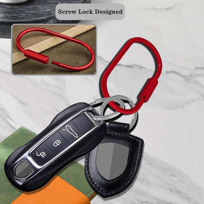 Key Chain, Brass Key Rings 2 Pack Screw Lock Key Organizer with 4 Rings Carabiner Keychain Clip for Men and Women