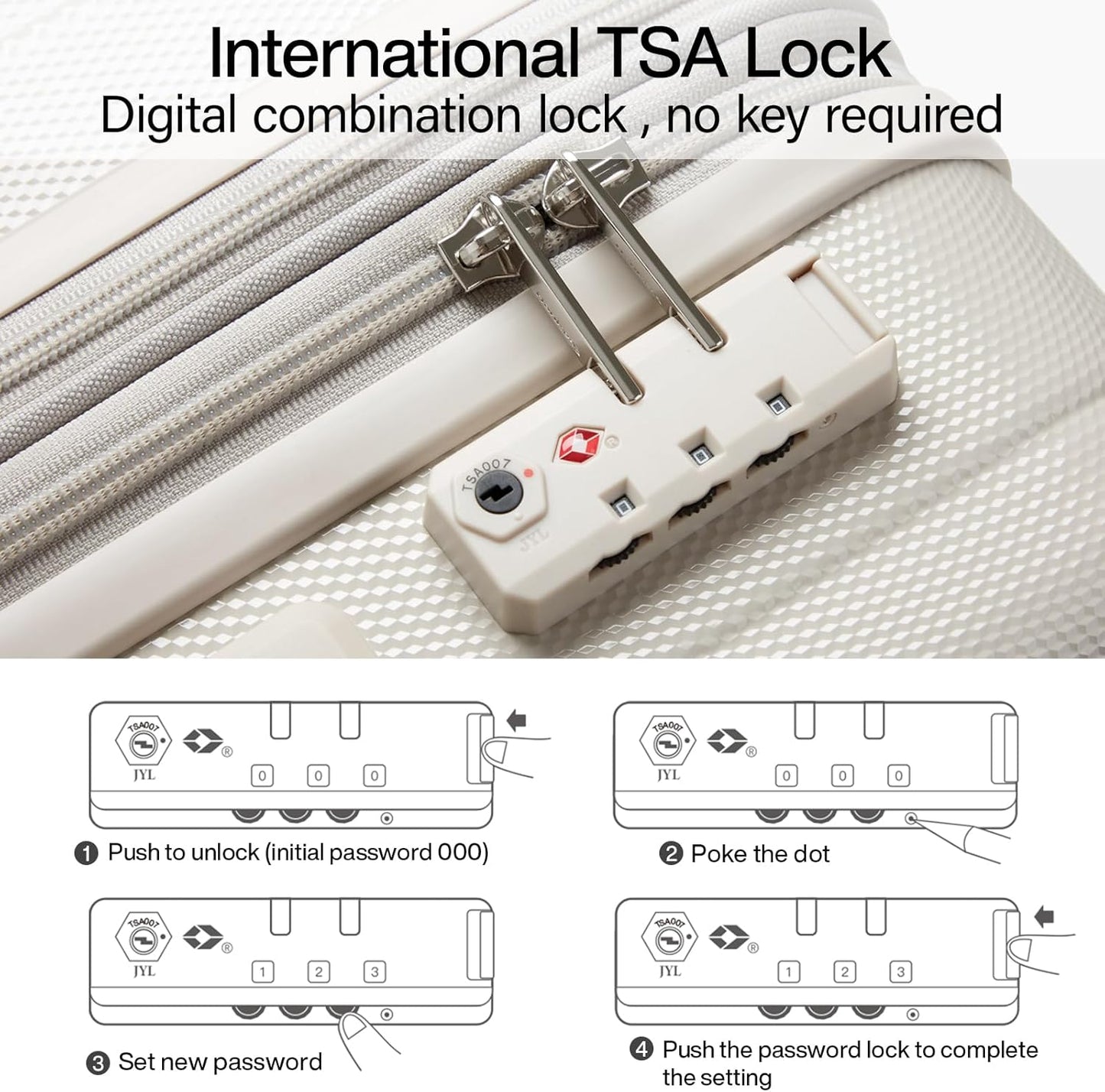 Hanke Expandable Hard Shell Luggage Sets 2 piece Carry On Luggage with Wheels Suitcases Lightweight Checked Travel Luggage Rolling Large Suitcase Travel Luggage Bag Woman Men 20/29 Inch(Ivory White)