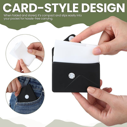 LemonRoad Silicone Folding Camping Cup Card Design Collapsible Silicone Travel Cup Waterproof 250 ml for Camping Outdoors International Travel(Black)