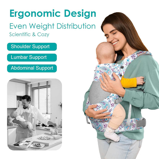 Newborn Baby Front Carrier Backpack, Toddler Baby Body Carrier, 7-66 Lbs Ergonomic Design, Lumbar Support, Lightweight
