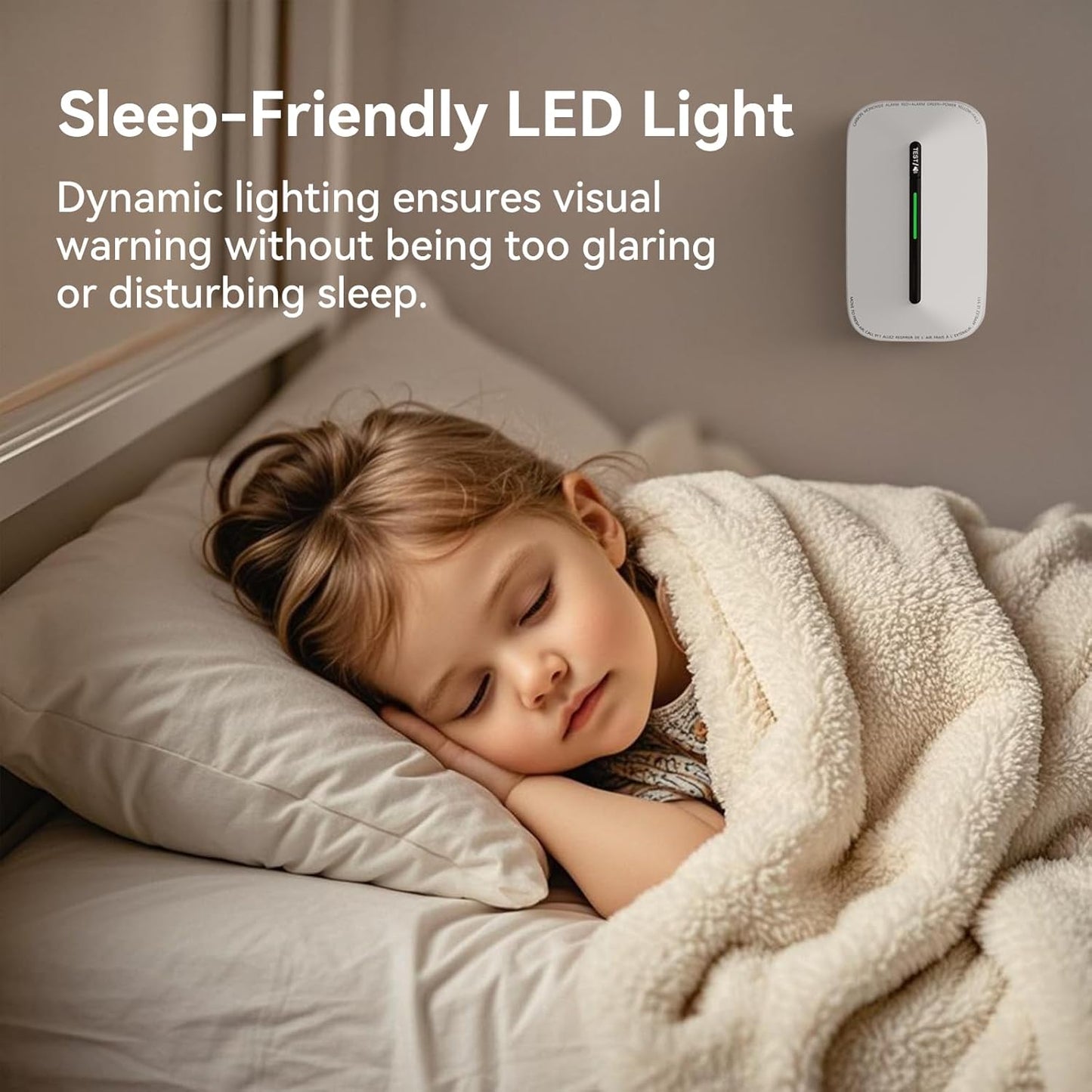 Jemay Plug in Carbon Monoxide Detector,10 Year Battery CO Alarm Detectors with Test-Button & Breathing Light, Portable AC Power CO Monitor Detectors for Home/Hotel, Just Plug & Play, 1 Pack