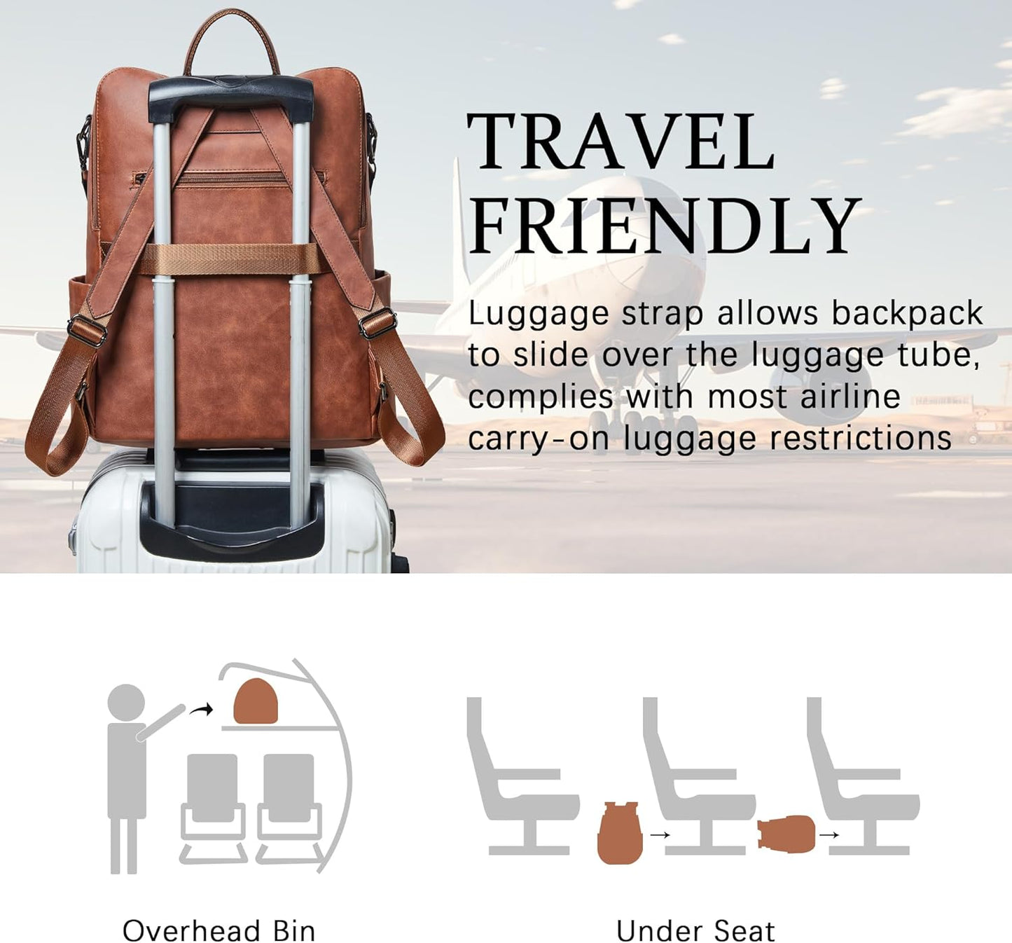 Shrrie Vegan Leather Laptop Backpack for Women 15.6 inch Work Backpack Fashion Travel Backpack Purse for Business College