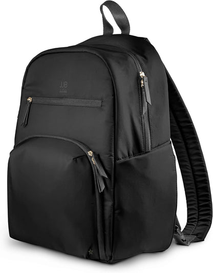 JuJuBe JJB New Deluxe Diaper Bag Backpack with Portable Changing Pad, Stroller Straps, Large Travel Backpack for Boy or Girl, Carrying Baby Bottles, Diapers, Pacifiers, Black, Mother's Day Gift