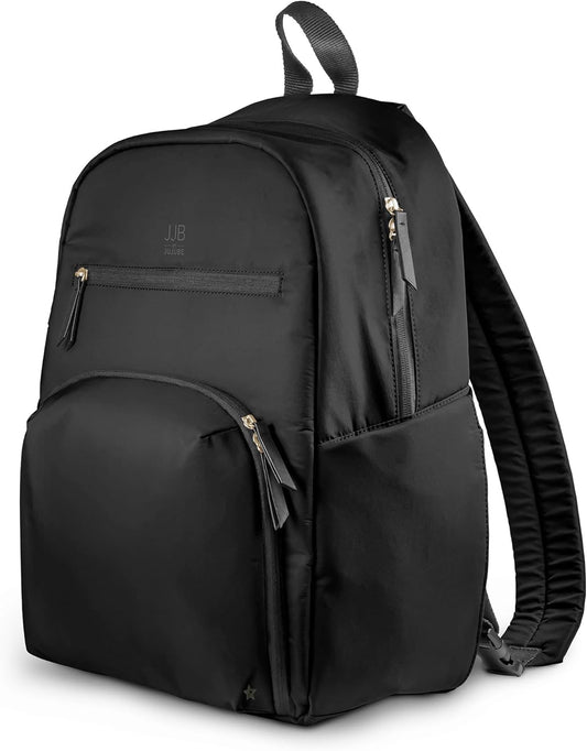 JuJuBe JJB New Deluxe Diaper Bag Backpack with Portable Changing Pad, Stroller Straps, Large Travel Backpack for Boy or Girl, Carrying Baby Bottles, Diapers, Pacifiers, Black, Mother's Day Gift