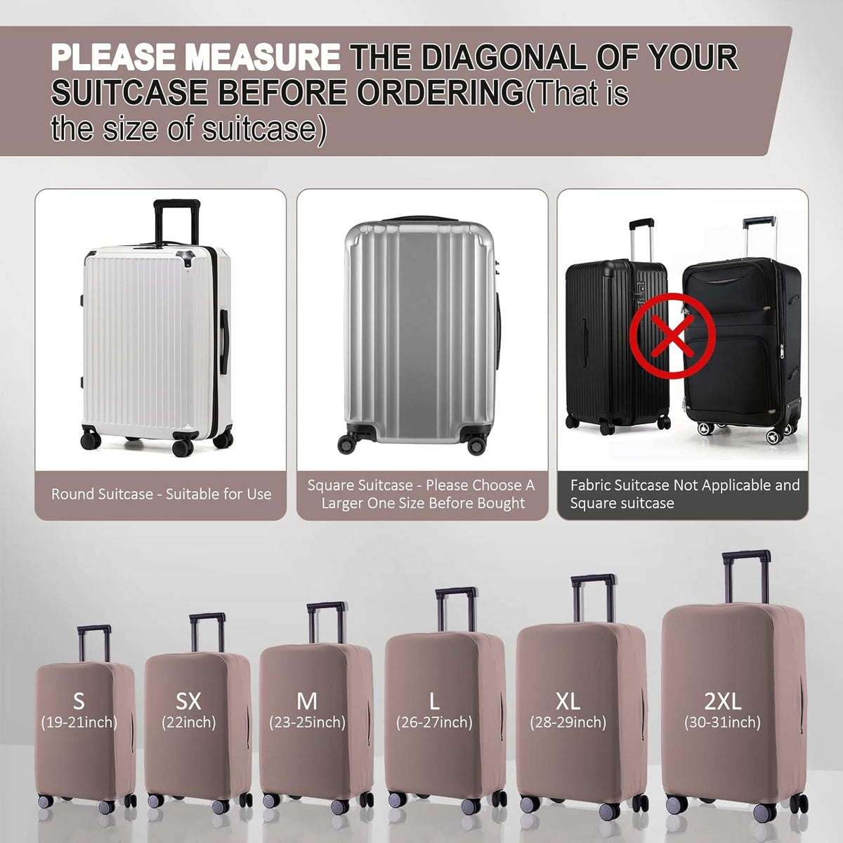Travel Luggage Cover - Scratch-Resistant Fit 19-31 Inch, Khaki, XL(28-29 inch)