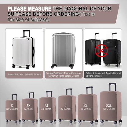 Travel Luggage Cover Suitcase Protector Scratch-Resistant Fit 19-31 Inch, Not Included Suitcase (Khaki, S(19-21 inch))