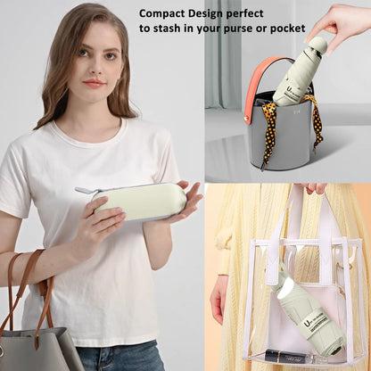 BAODINI Travel Mini Umbrella for Purse With Case Small Compact UV Sun Protection Sun Lightweight Tiny Pocket Umbrella for Women Kids and Men