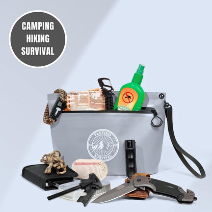 3-Pack Tactiko Heavy-Duty Splash Water Resistant Zipper Pouches - Hold-All Organizers for Dry Bags, Travel Bags (3, Orange/Gray/Black)