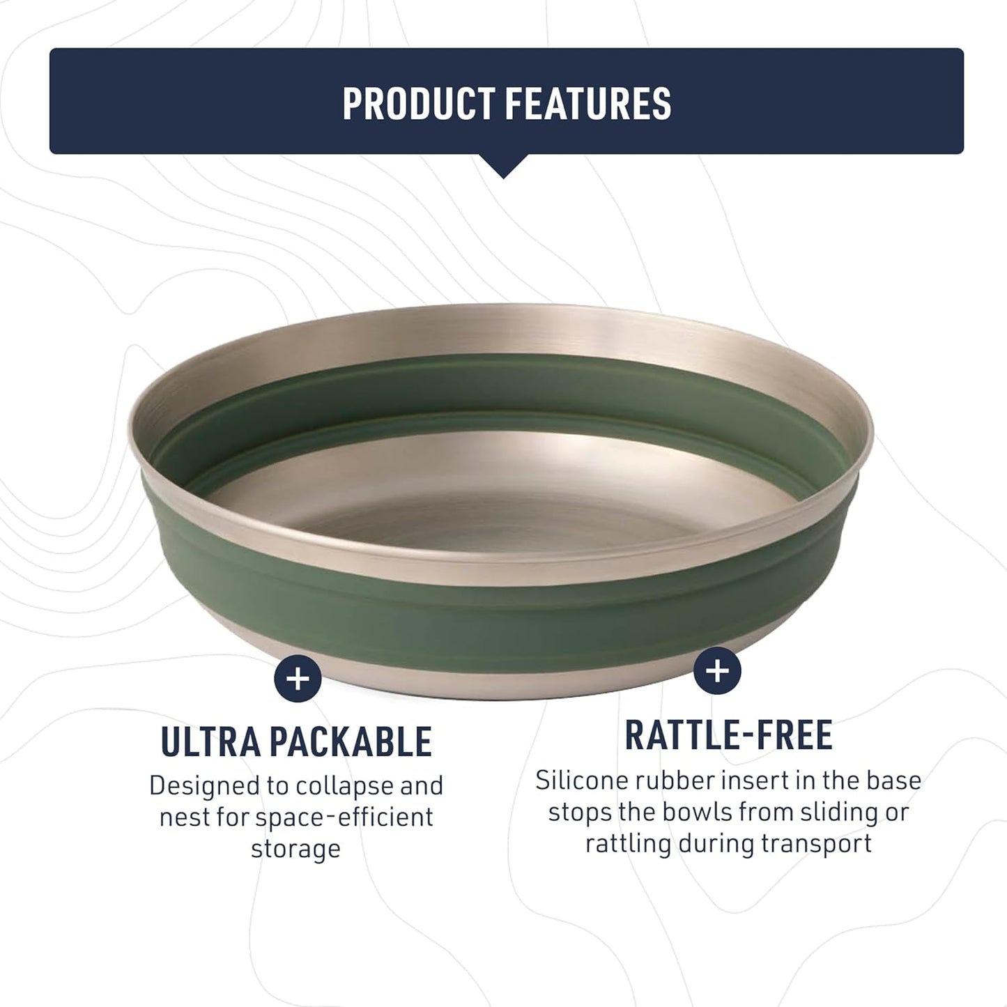 Sea to Summit Detour Stainless Steel Collapsible Bowl, Large (31 fl oz), Beluga Black