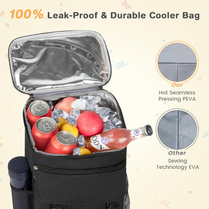 Cooler Backpack Soft Insulated Leak Proof 50 Cans Insulated Backpack Cooler Portable Picnic Camping Beach Hiking BBQ Lunch Backpack for Men and Women - Black