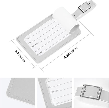 Travelambo Luggage Tags for Suitcases PU Leather Travel Tags Bag Tags Privacy Protection Travel Essentials