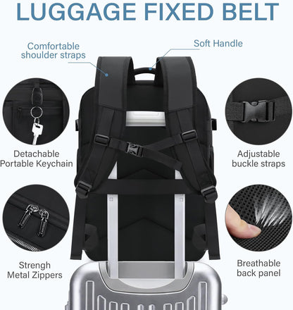 Travel Backpack,30L Carry on Backpack for Airplanes,17.3 Inch Frontier Airlines Personal Item Travel Bag with USB Charger and Cosmetic Bag