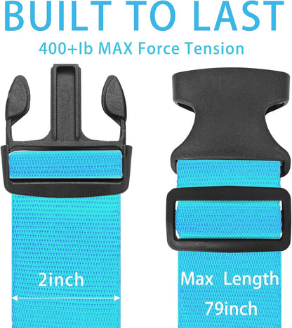 BILIONE 4 Pack Luggage Straps 79" Long Belts Keep Suitcase Secure While Traveling, TSA Approved Add a Bag Premium Accessory for Travel Bag Closure (2PCS Blue + 2PCS Rose Pink)