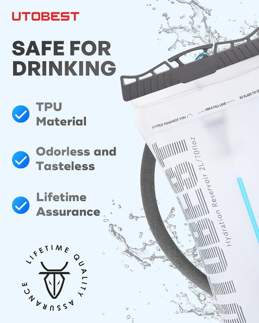 Hydration Bladder,TPU Water Bladder,Water Bladder for Hiking Backpack,BPA Free,Wide Opening,Leak-Proof,Water Reservoir for Hiking Cycling Camping Running