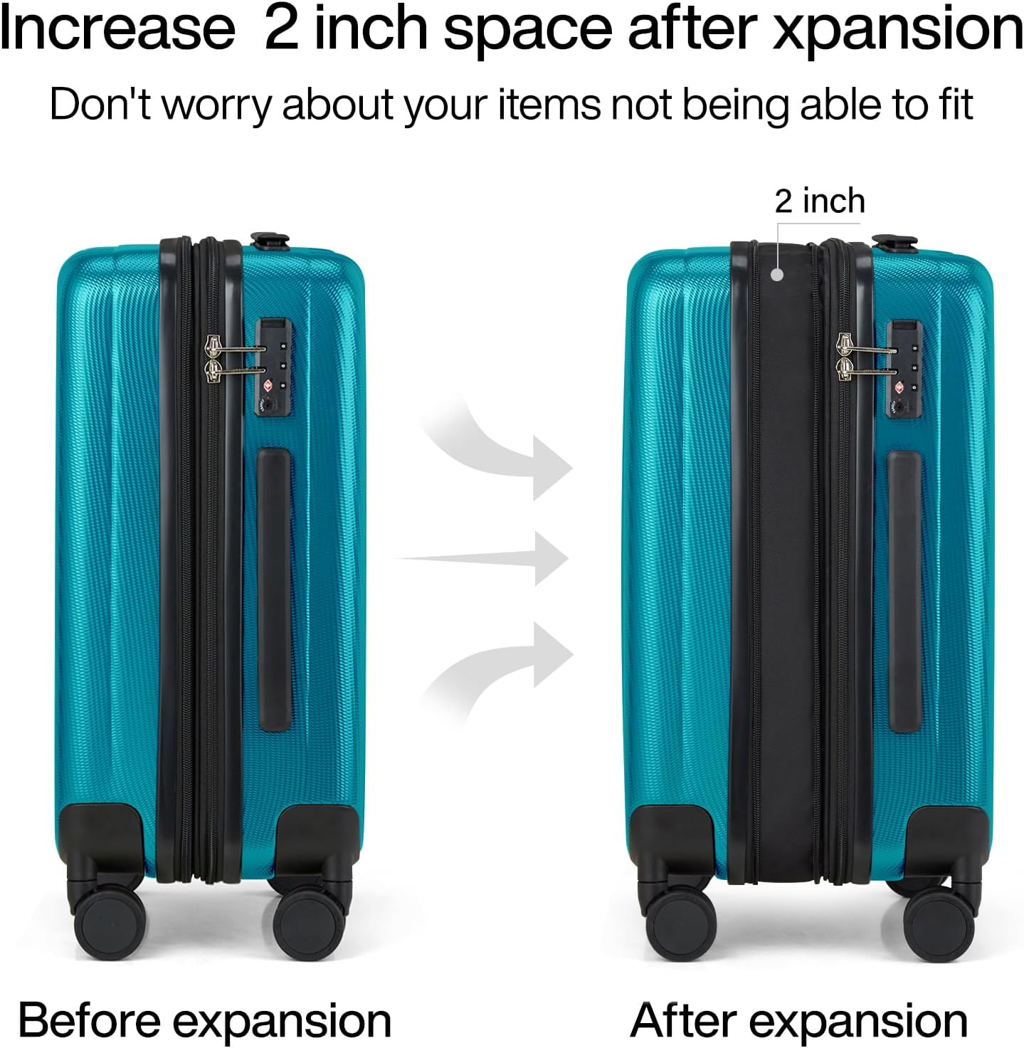 Hanke Expandable Hardshell Luggage Sets 3 piece Carry On Luggage with Wheels Suitcases Lightweight Checked Tsa Luggage Rolling Large Suitcase Travel Luggage Bag Woman Men 20/24/29 Inch(Caribbean Blue)