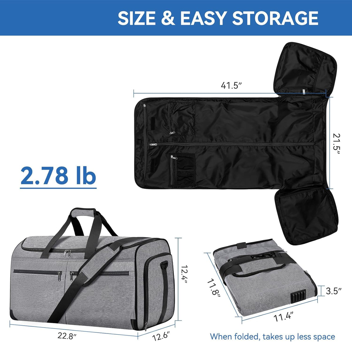 Carry on Garment Bag for Travel, Bukere Convertible Travel Duffel Suit with Shoe Compartment, Detachable Shoulder Strap, 2 in 1 Weekender Men Women