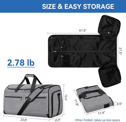 Carry on Garment Bag for Travel, Bukere Convertible Travel Duffel Suit with Shoe Compartment, Detachable Shoulder Strap, 2 in 1 Weekender Men Women