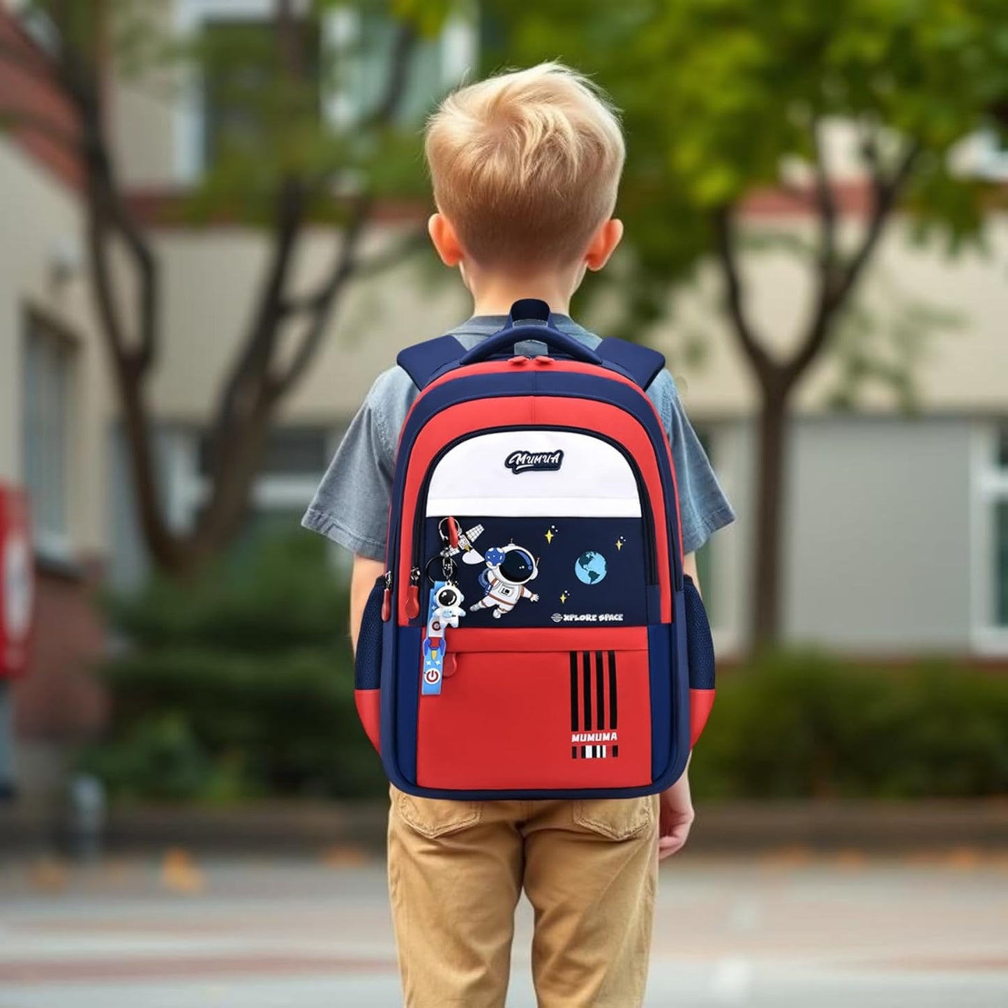 Astronaut-space Backpack for Boys-Girls Elementary Middle School Backpack Book Bags for Girls Kids Lightweight Back Pack Red