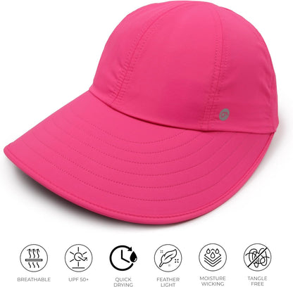 Ponyflo Sunblocker Wide Brim Hat - Oprah Awards Best Sun Hat - UV 50 Protection - Ponytail Sunhat for Women