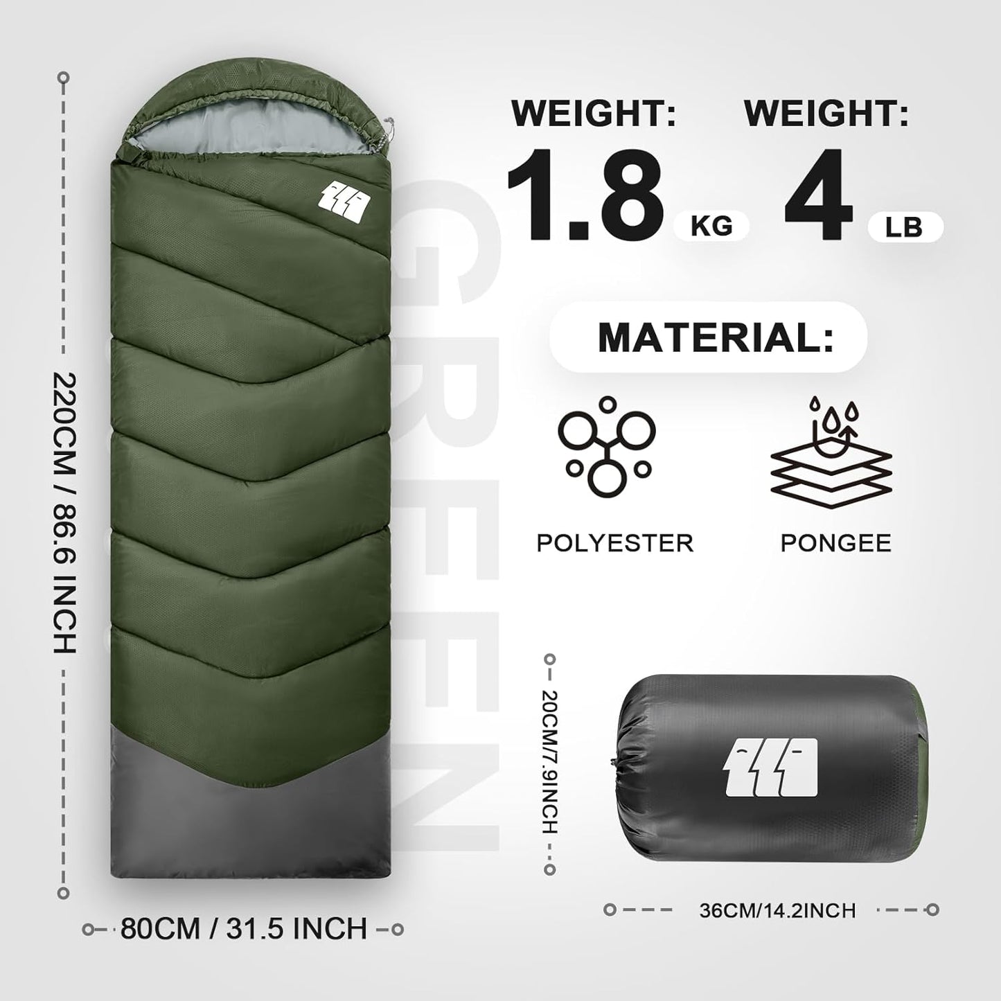 Sleeping Bags for Adults Cold Weather,Portable, Waterproof,Lightweight Sleeping Bag for Tall Girls Boys with Compression Sack for Warm Camping, Hiking, Outdoor & Indoor