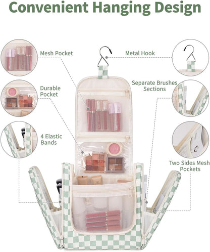 Narwey Hanging Toiletry Bag for Women Travel Makeup Bag Organizer Toiletries Bag for Cosmetics Essentials Accessories